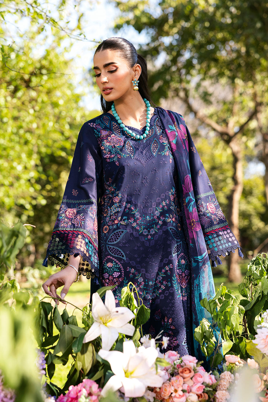 Ramsha | Riwayat Lawn Collection | Y-1307 XL Navy Blue Lawn