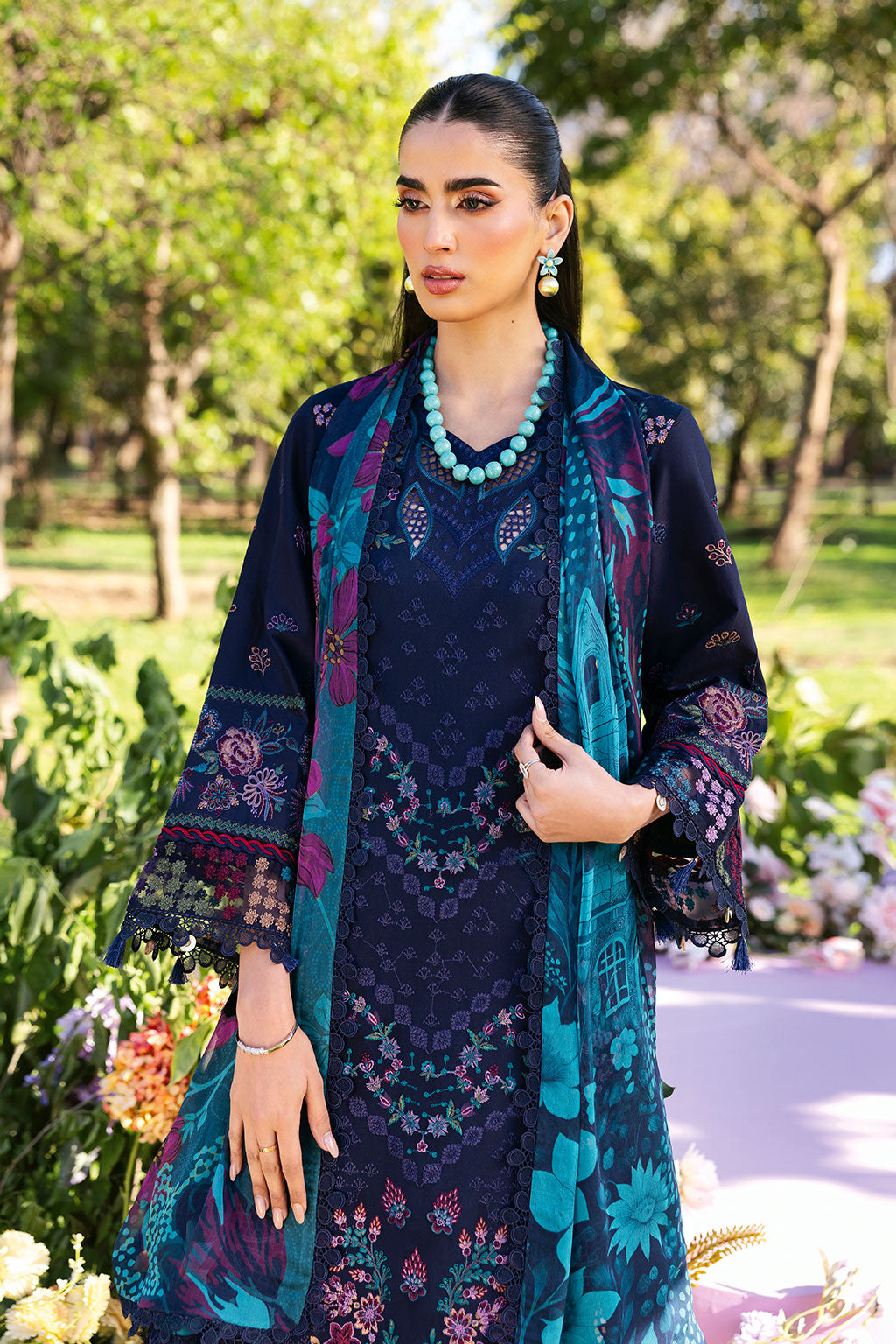 Ramsha | Riwayat Lawn Collection | Y-1307 L Navy Blue Lawn