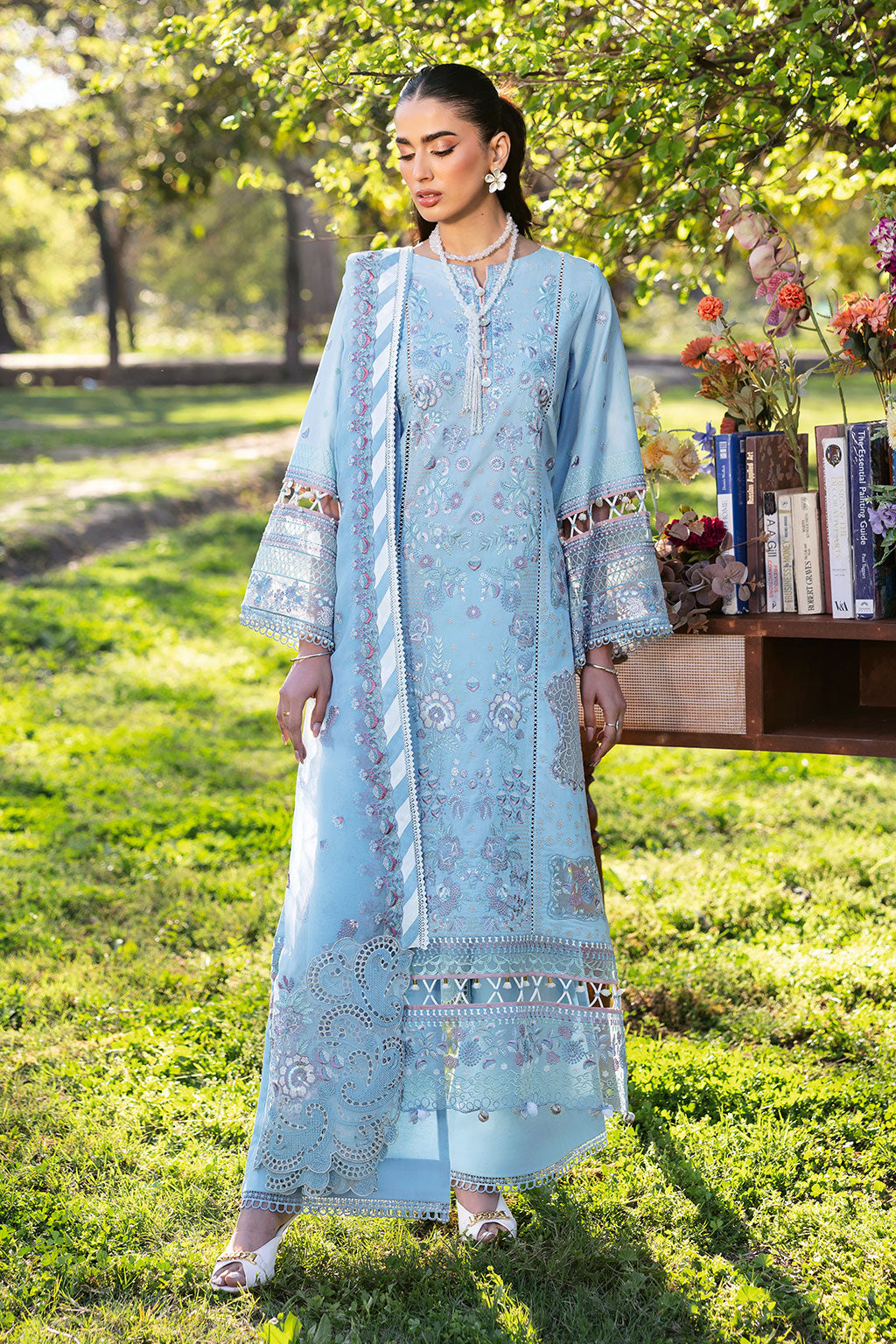 Ramsha | Riwayat Lawn Collection | Y-1306 XS Light Blue Lawn