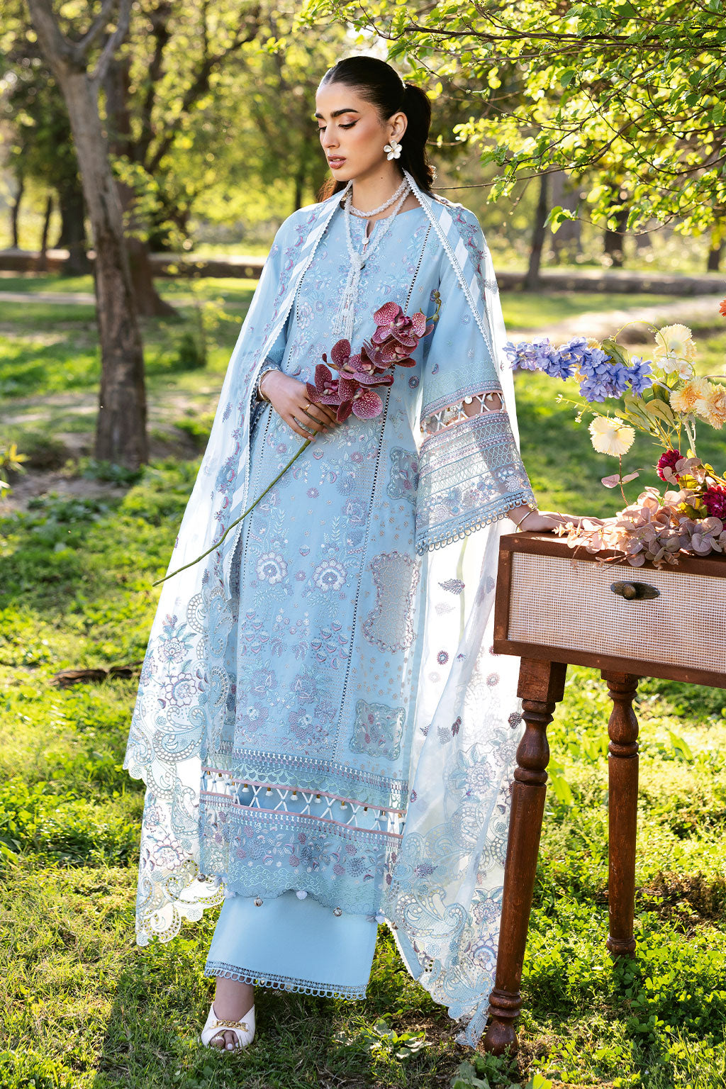 Ramsha | Riwayat Lawn Collection | Y-1306 XL Light Blue Lawn