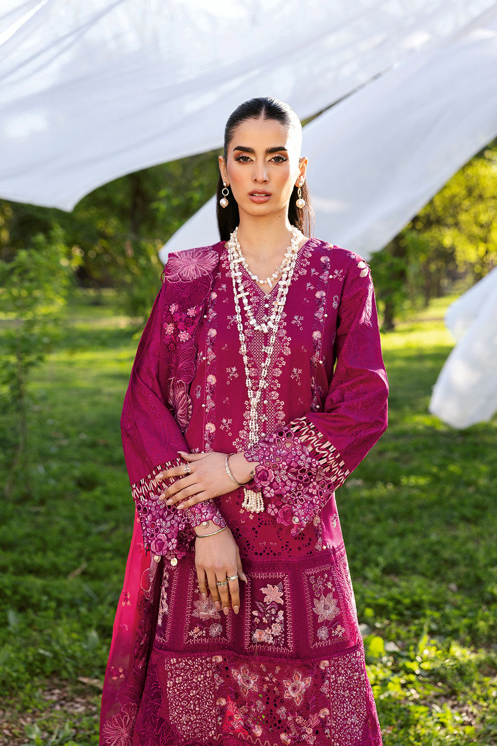 Ramsha | Riwayat Lawn Collection | Y-1301 M Magenta Lawn