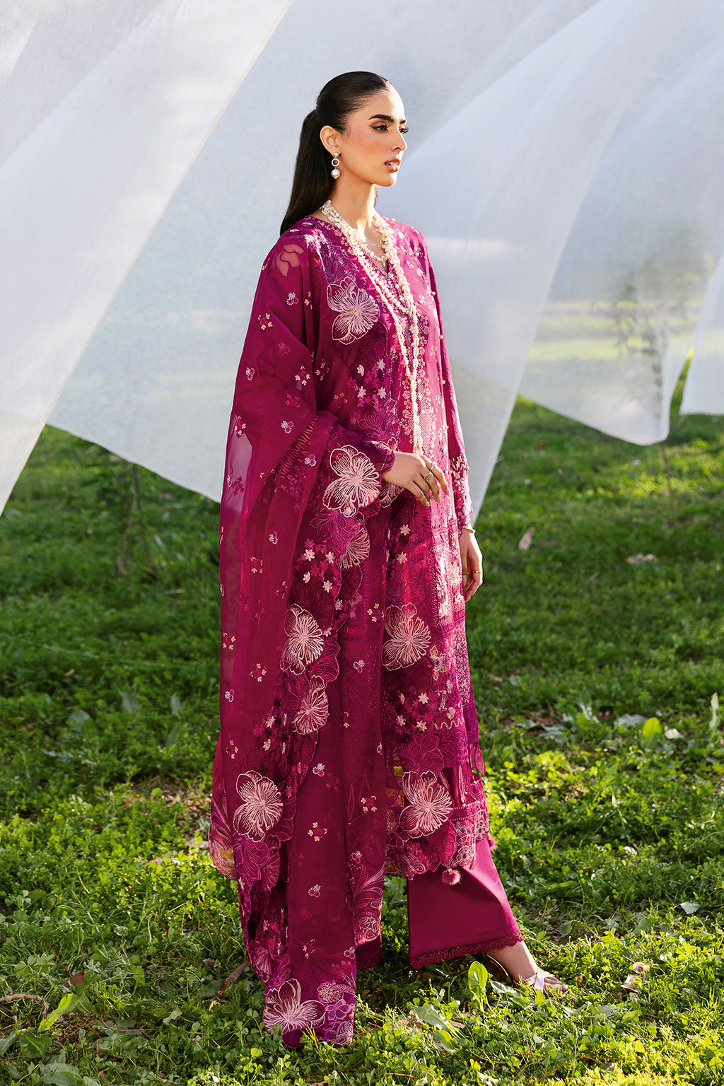 Ramsha | Riwayat Lawn Collection | Y-1301 L Magenta Lawn