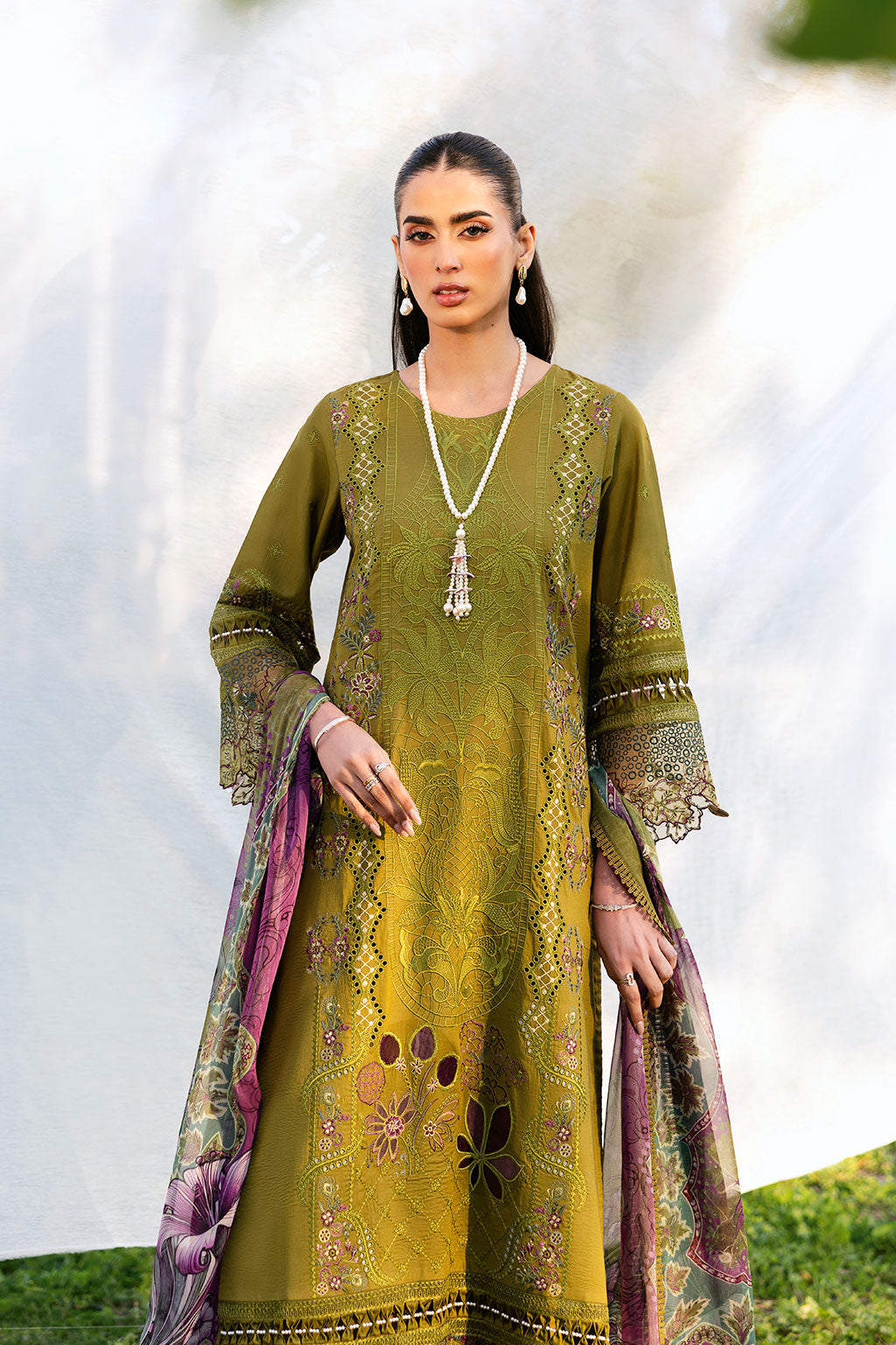 Ramsha | Riwayat Lawn Collection | Y-1303 L Mehndi Green Lawn