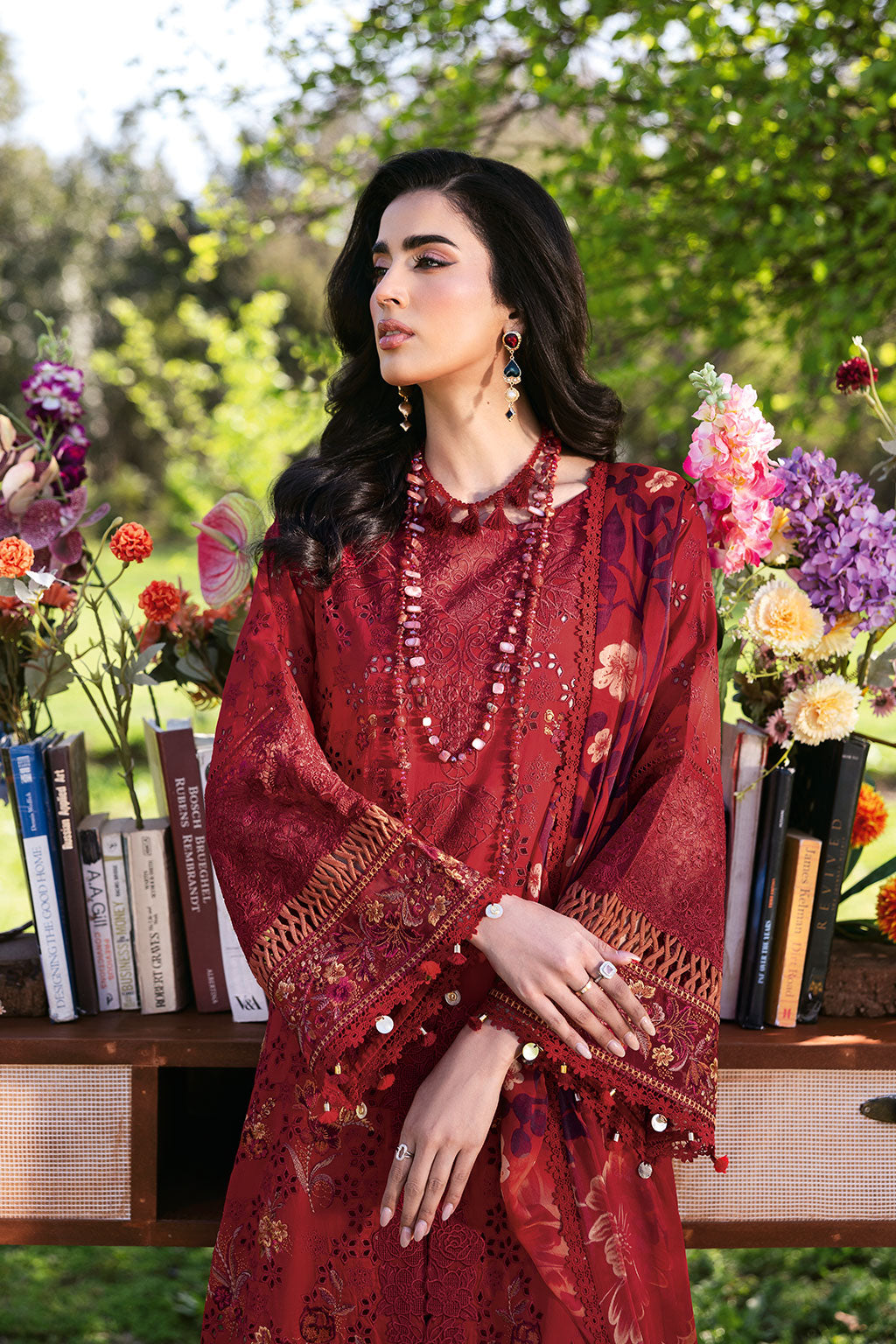 Ramsha | Riwayat Lawn Collection | Y-1309 M Haute Red Lawn