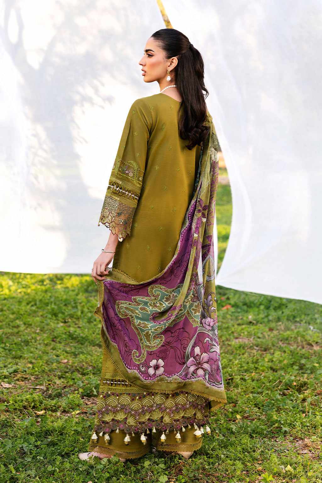 Ramsha | Riwayat Lawn Collection | Y-1303 XS Mehndi Green Lawn