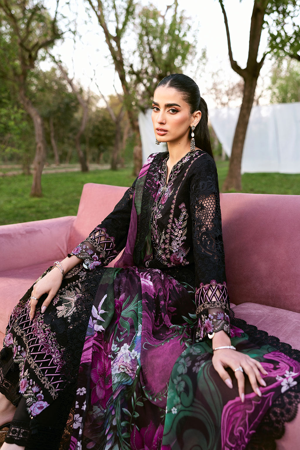 Ramsha | Riwayat Lawn Collection | Y-1302 XL Black Lawn