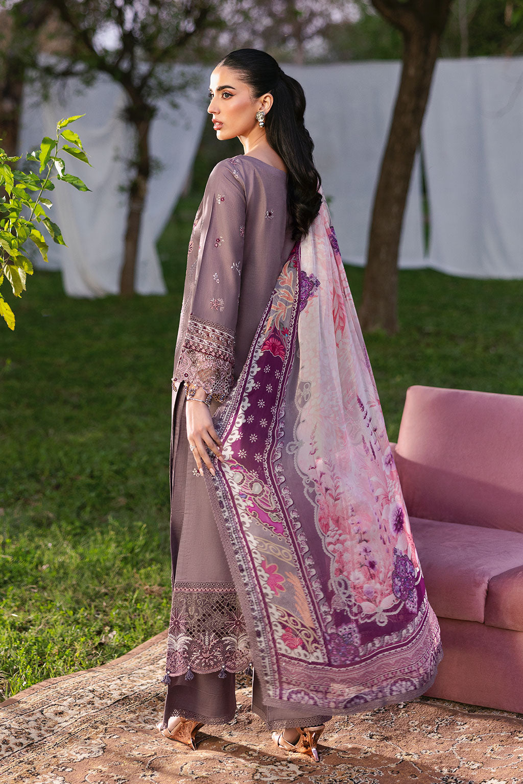Ramsha | Riwayat Lawn Collection | Y-1310 XS Purplish Gray Lawn