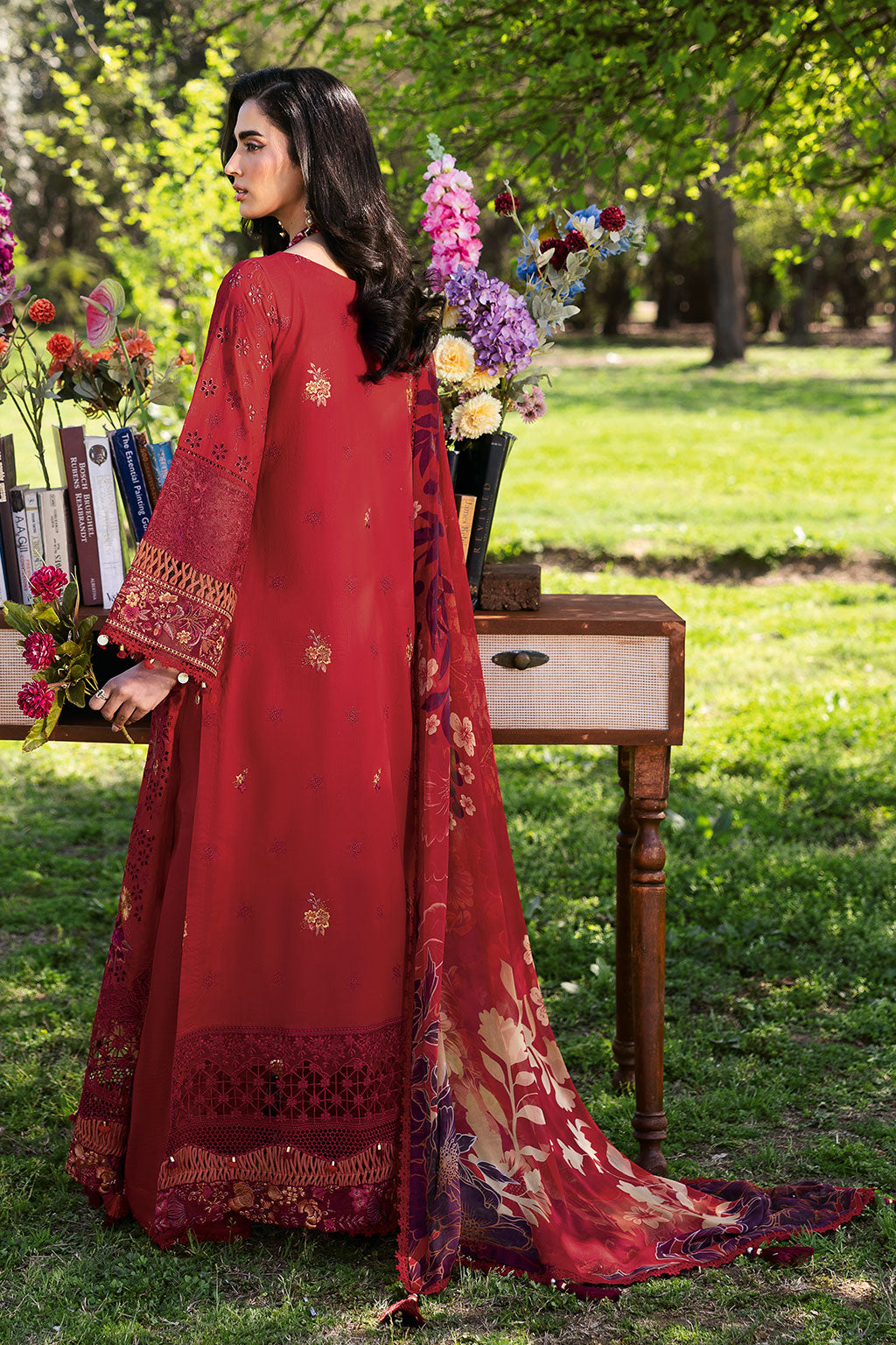 Ramsha | Riwayat Lawn Collection | Y-1309 XS Haute Red Lawn