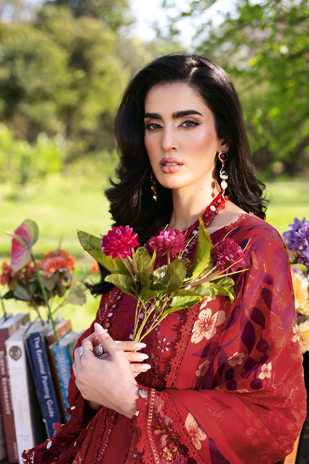 Ramsha | Riwayat Lawn Collection | Y-1309 L Haute Red Lawn
