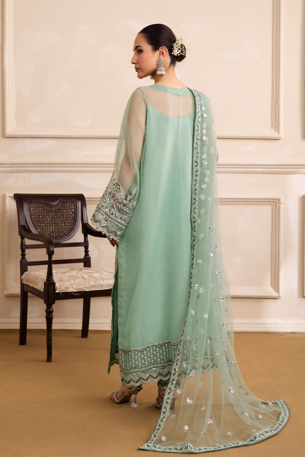 Maryum N Maria | Izara Formals | RANYA - MW40027 XS Sage Green Organza