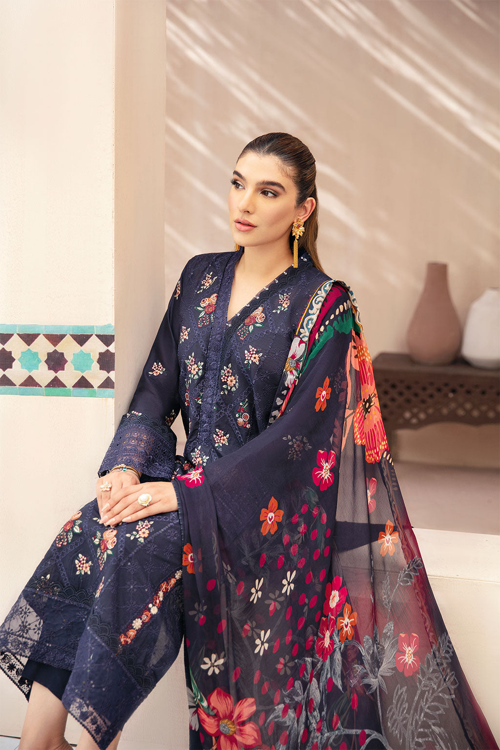 Ramsha | Andaaz Collection | Z-1007 XL Navy Blue Lawn