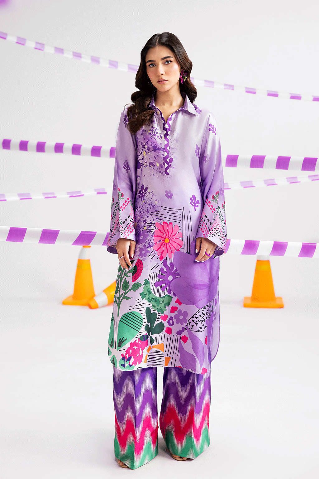 Afsanah | The Print Edit | MAJESTIC SERENE (extended shirt) AP-115 XS Lavender Silk