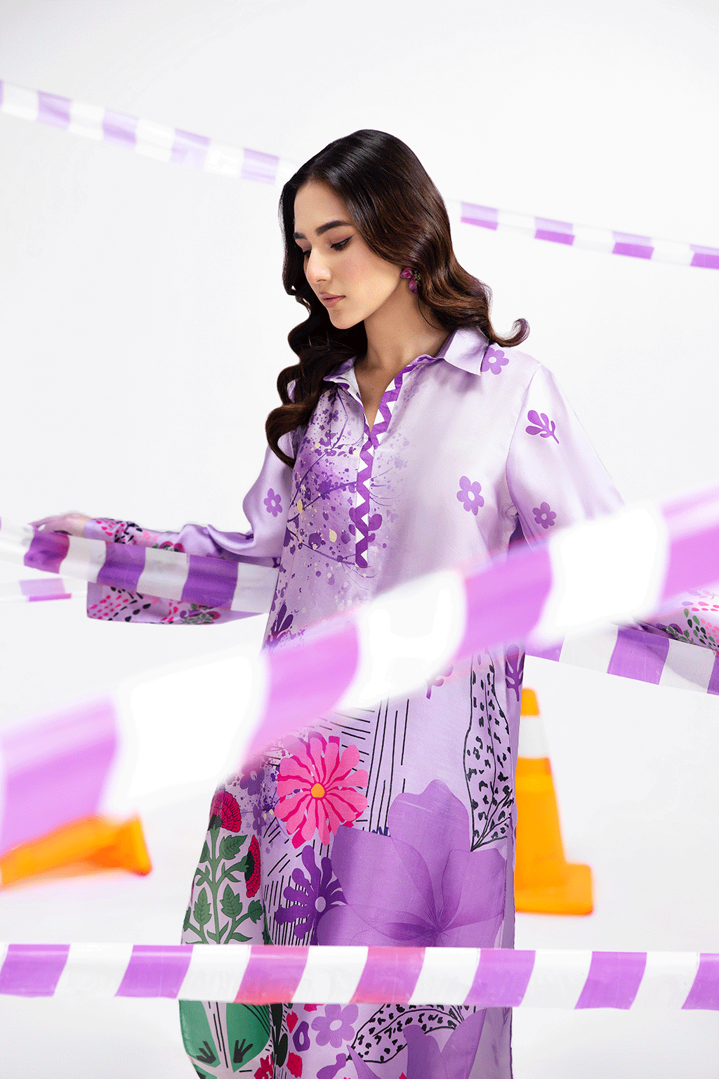 Afsanah | The Print Edit | MAJESTIC SERENE (extended shirt) AP-115 M Lavender Silk
