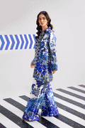 Afsanah | The Print Edit | OCHRE BLOOM AP-104 M Blue Silk