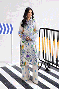 Afsanah | The Print Edit | SUMMER GLORY (extended shirt) AP-105 XS Off White Silk