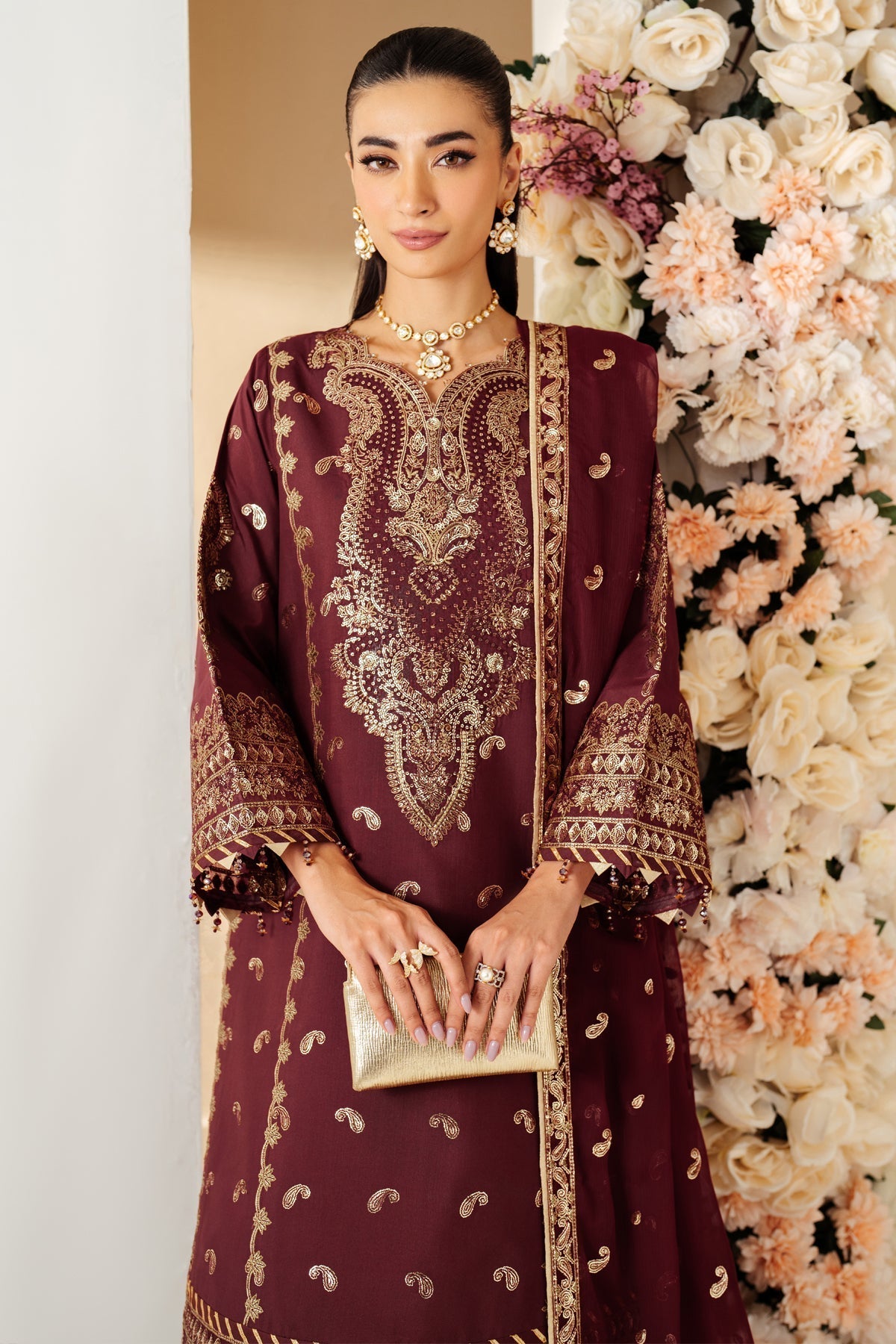 Alizeh | Luxury Raw Silk | AF-RS-01-SALSA XL Maroon Raw Silk