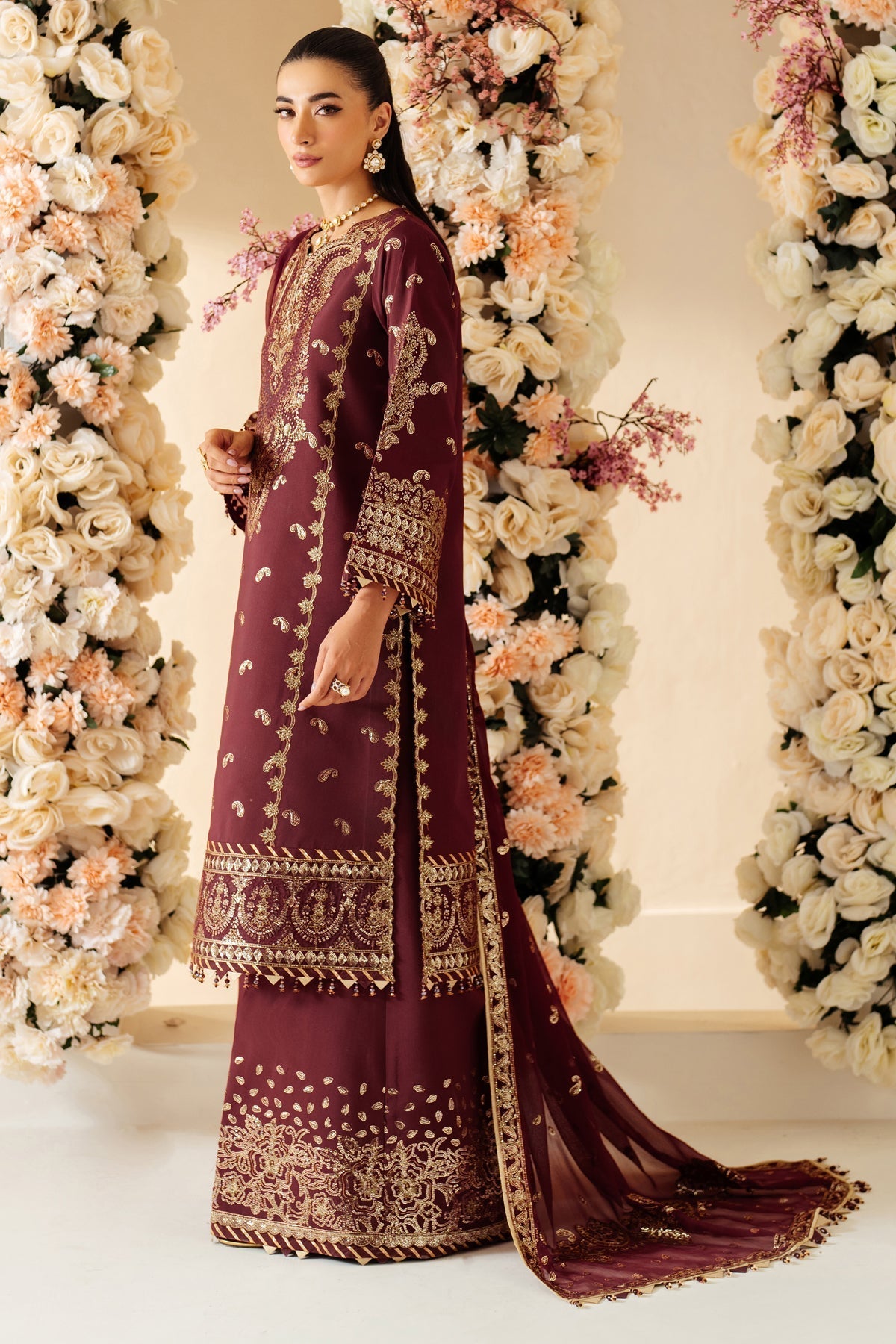 Alizeh | Luxury Raw Silk | AF-RS-01-SALSA Custom Size Maroon Raw Silk
