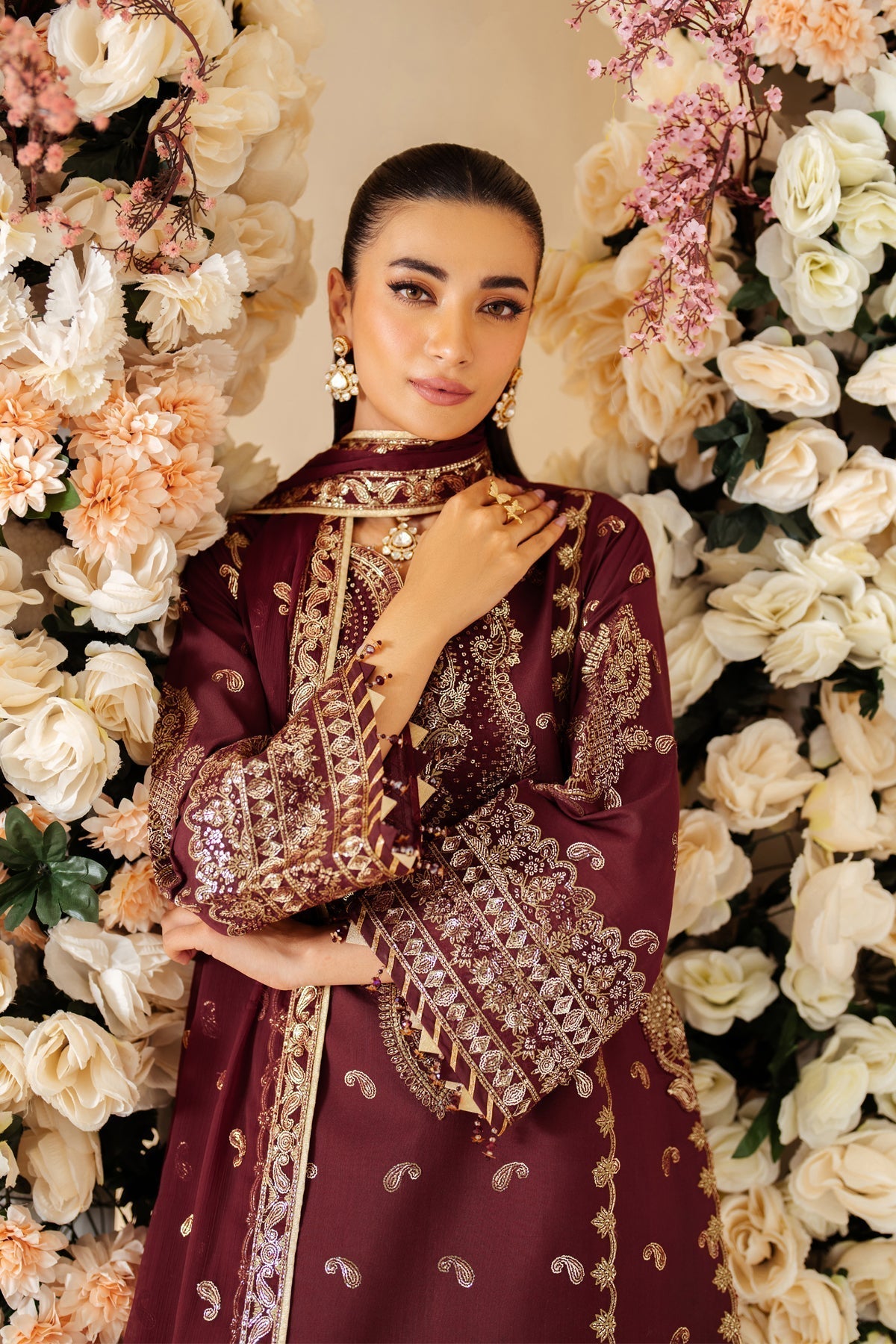 Alizeh | Luxury Raw Silk | AF-RS-01-SALSA M Maroon Raw Silk