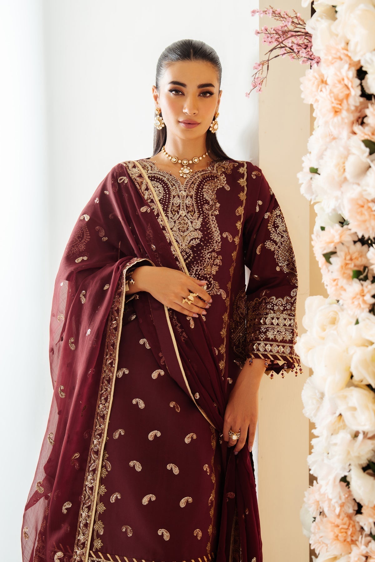 Alizeh | Luxury Raw Silk | AF-RS-01-SALSA L Maroon Raw Silk