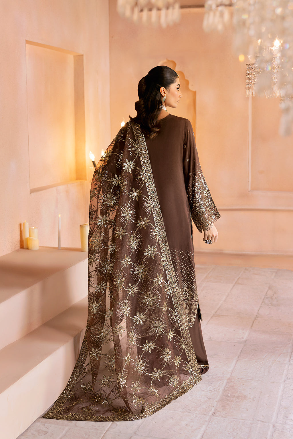 Ramsha | Shehnai Collection | SS-108 XS Chocolate Brown Raw Silk