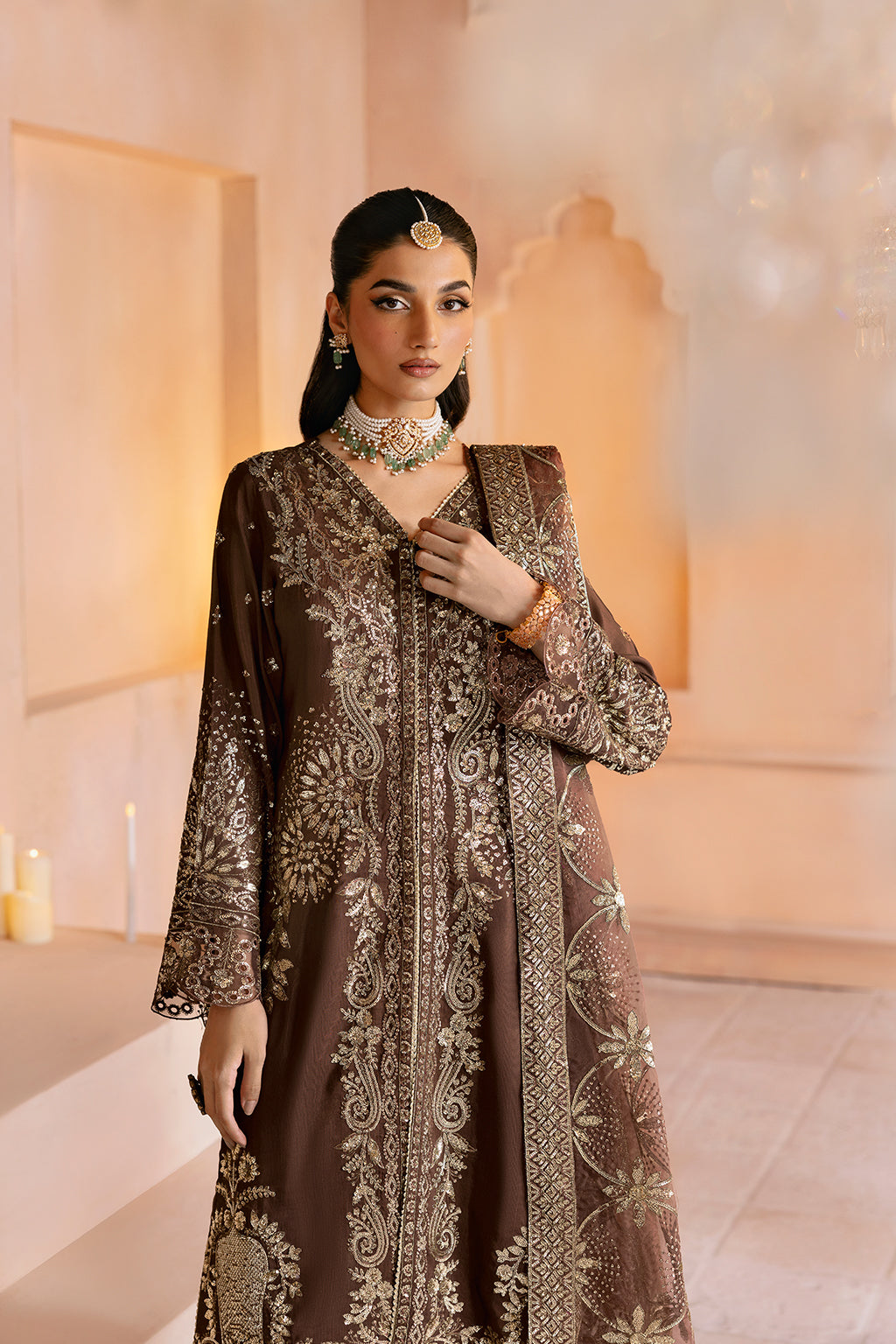 Ramsha | Shehnai Collection | SS-108 M Chocolate Brown Raw Silk