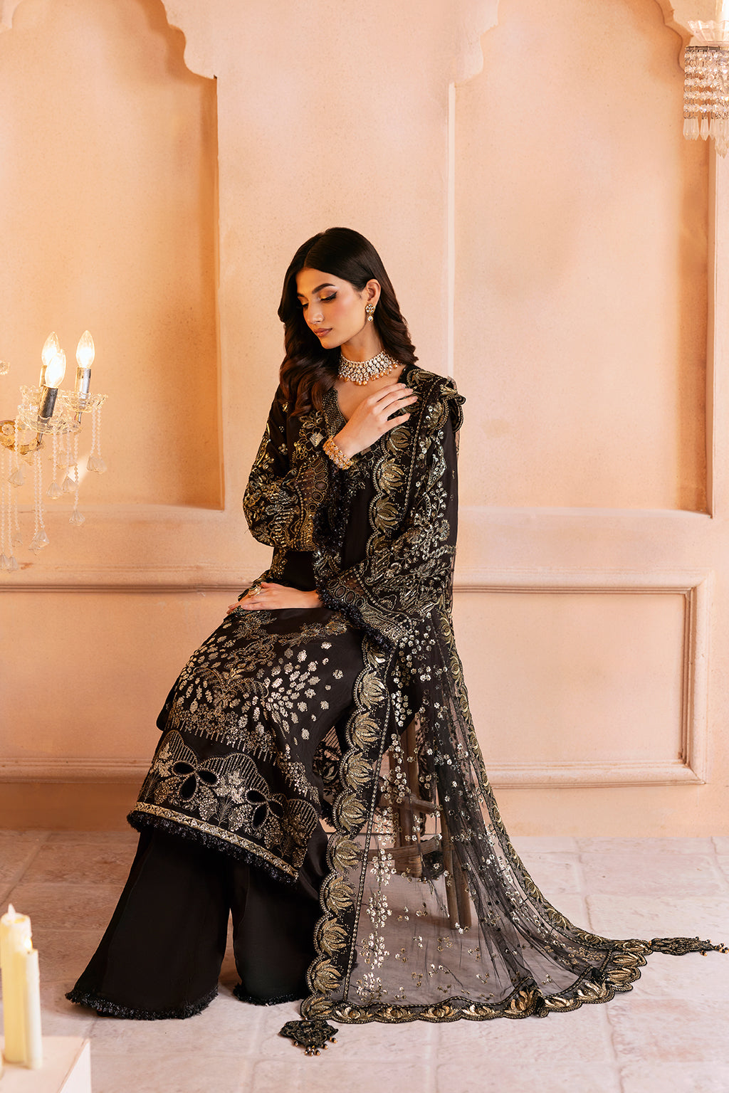 Ramsha | Shehnai Collection | SS-105 XL Black Raw Silk