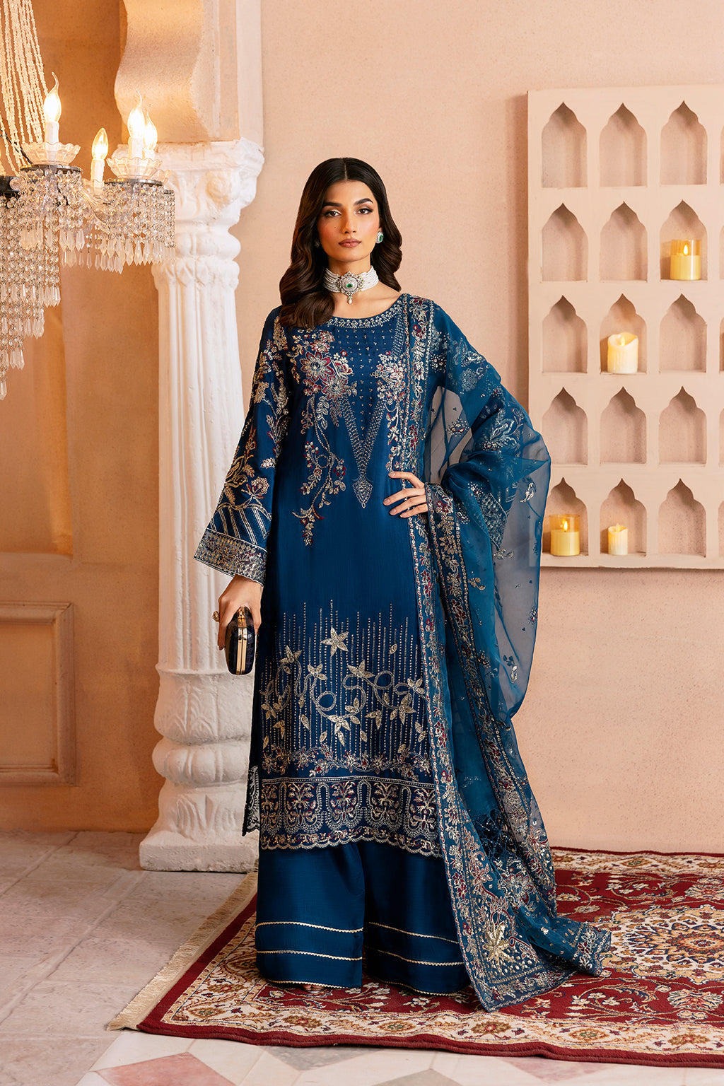 Ramsha | Shehnai Collection | SS-107 XS Cobalt Blue Raw Silk