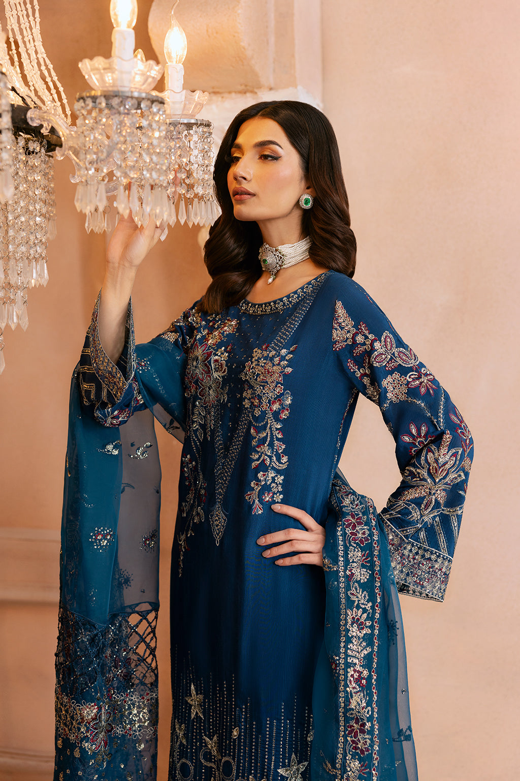 Ramsha | Shehnai Collection | SS-107 M Cobalt Blue Raw Silk