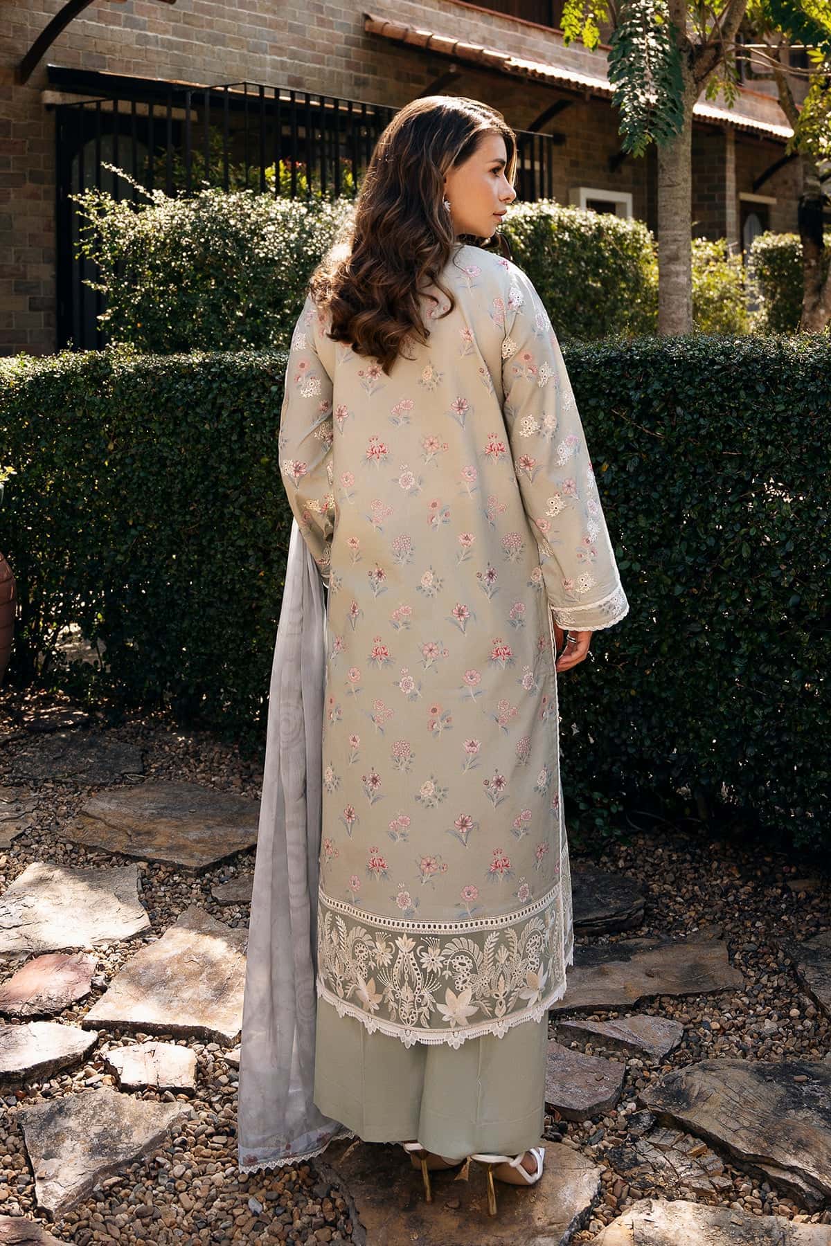 Afrozeh | Damask The Holiday Edit 25 | Maelis A S Light Pistachio Lawn