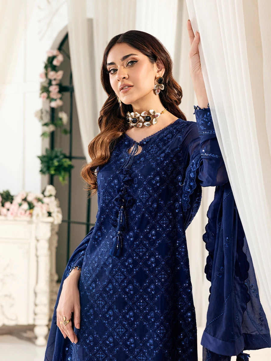 Salitex | Signature Festive Chiffon | SUNS7CH042UT Custom Size Dark Blue Chiffon