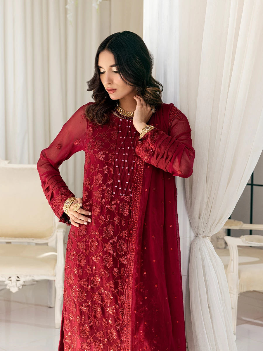 Salitex | Signature Festive Chiffon | SUNS7CH026UT L Deep Red Chiffon