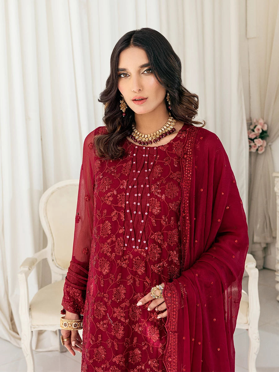 Salitex | Signature Festive Chiffon | SUNS7CH026UT M Deep Red Chiffon