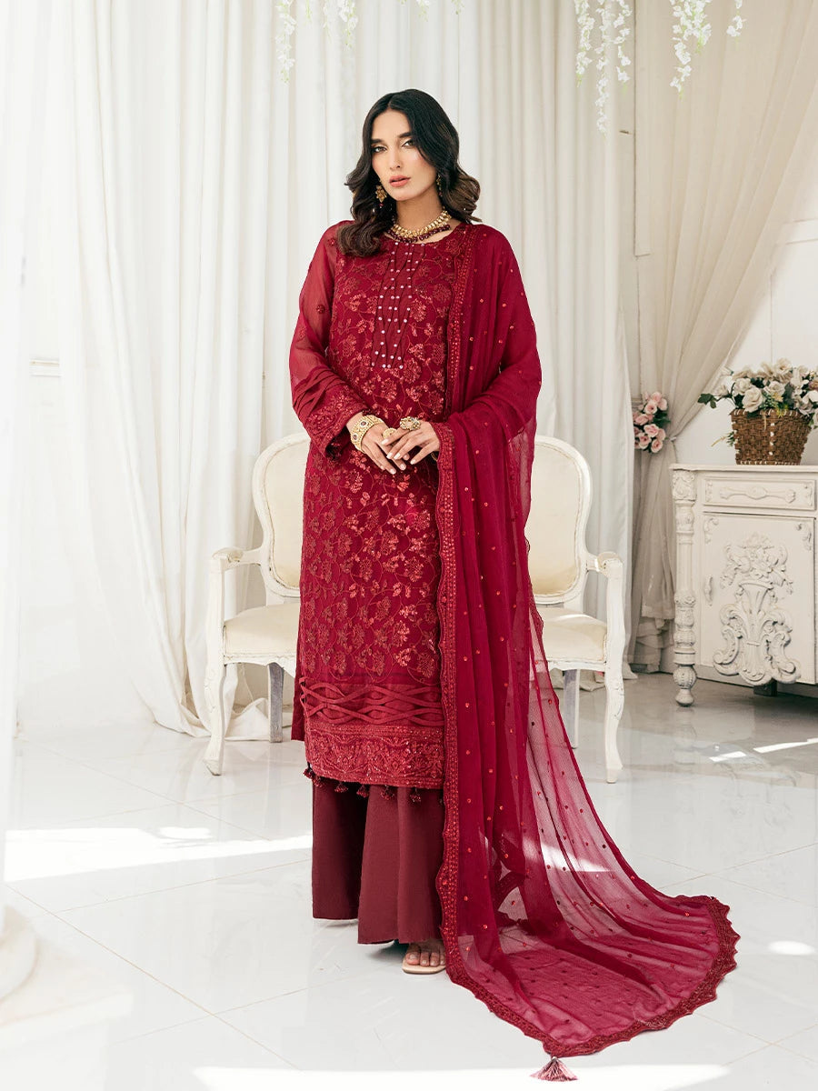 Salitex | Signature Festive Chiffon | SUNS7CH026UT XS Deep Red Chiffon