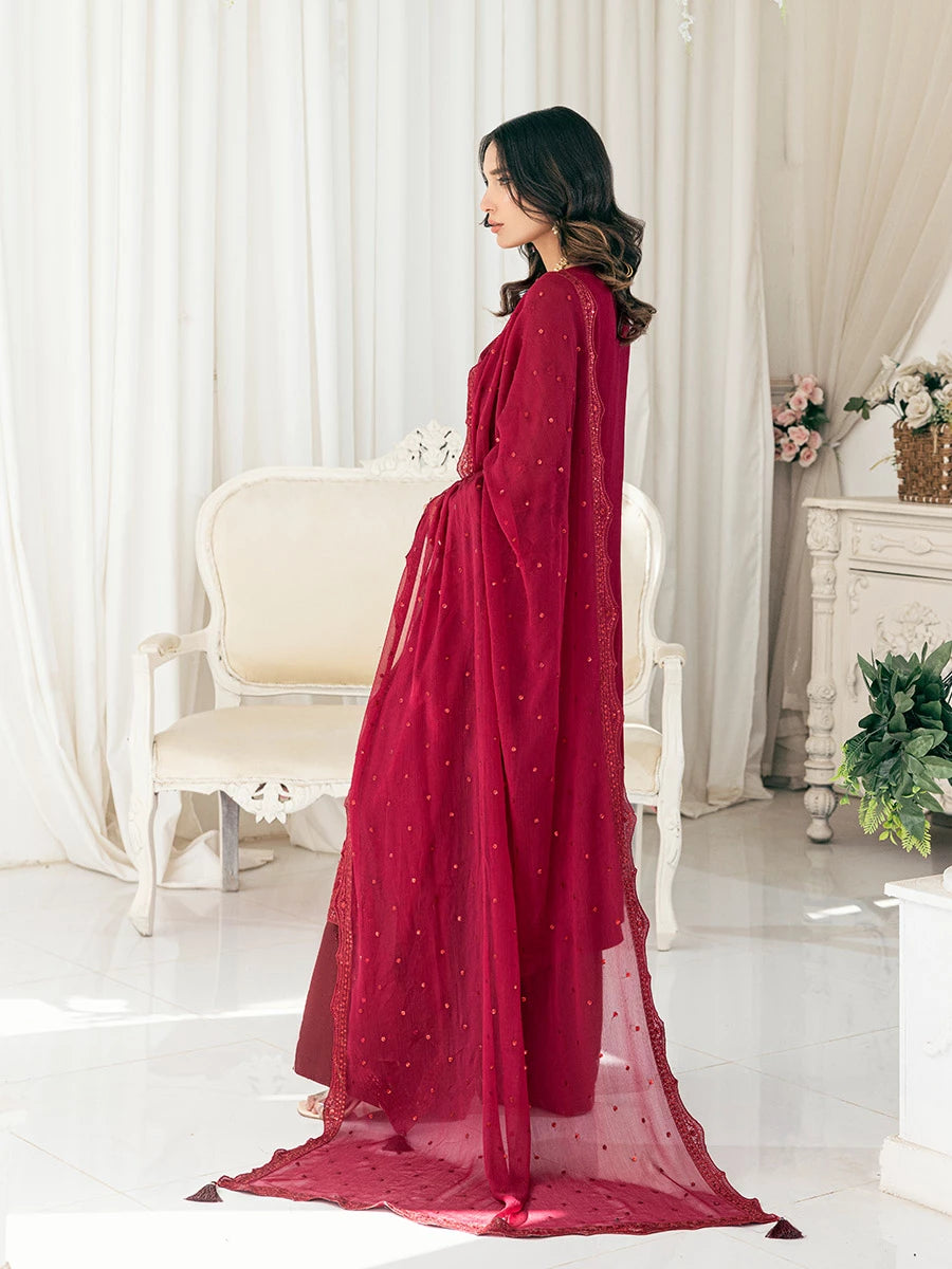 Salitex | Signature Festive Chiffon | SUNS7CH026UT XS Deep Red Chiffon
