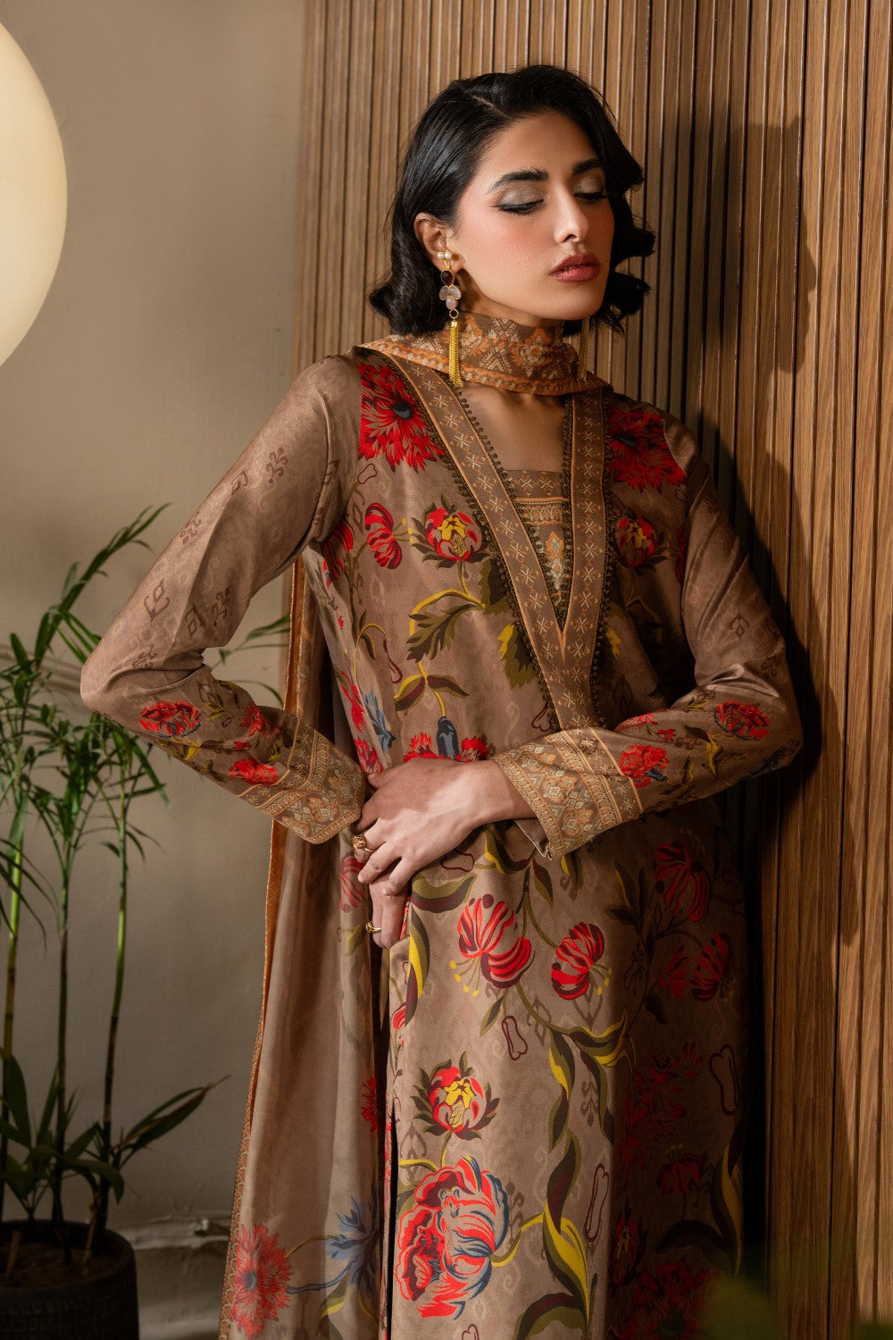 Maryum N Maria | Nazm Collection | SOPHIA - MS50468 M Mustard Brown Silk
