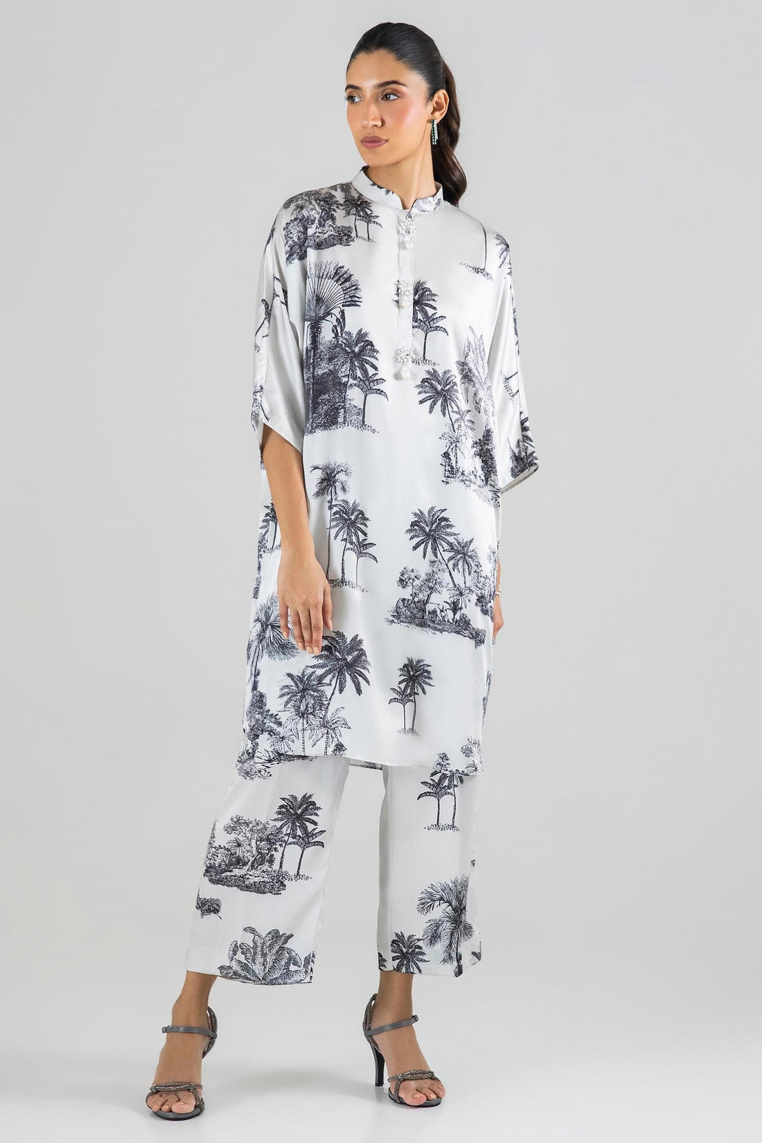 Sana Safinaz | Silk Tunics | SS24STP142P2T S White Poly Satin