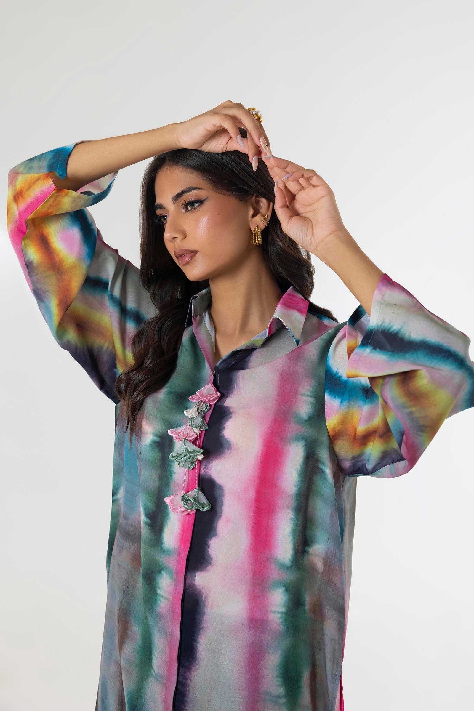 Sana Safinaz | Silk Tunics | SS24STP179 L Multicolor Poly Satin