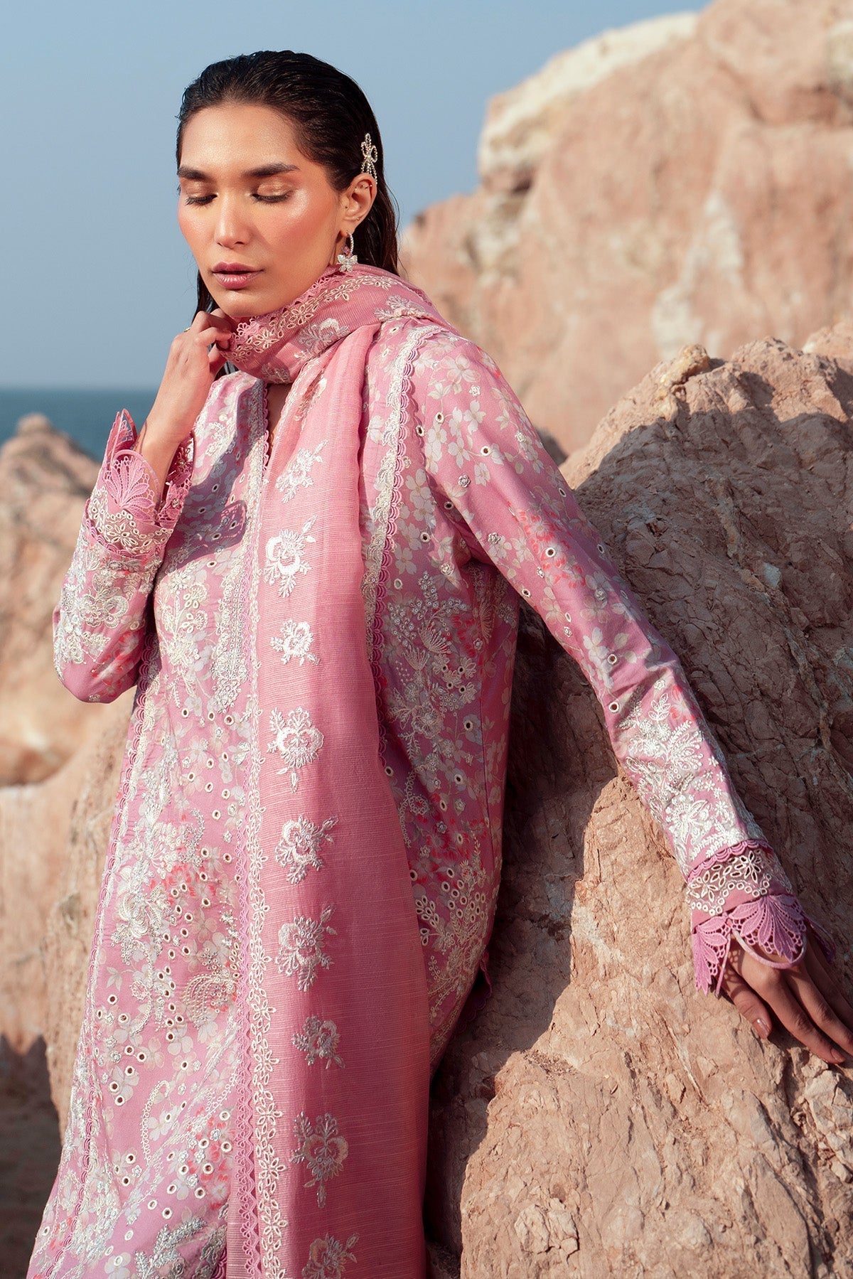 Afrozeh | Summer Together 25 | Pearls M Pink Lawn