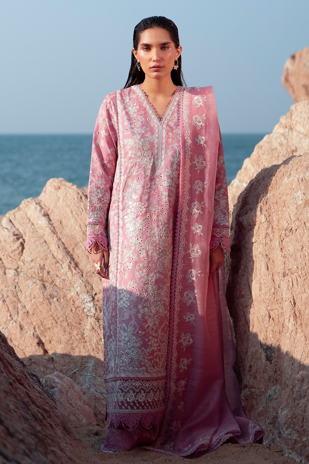 Afrozeh | Summer Together 25 | Pearls XS Pink Lawn