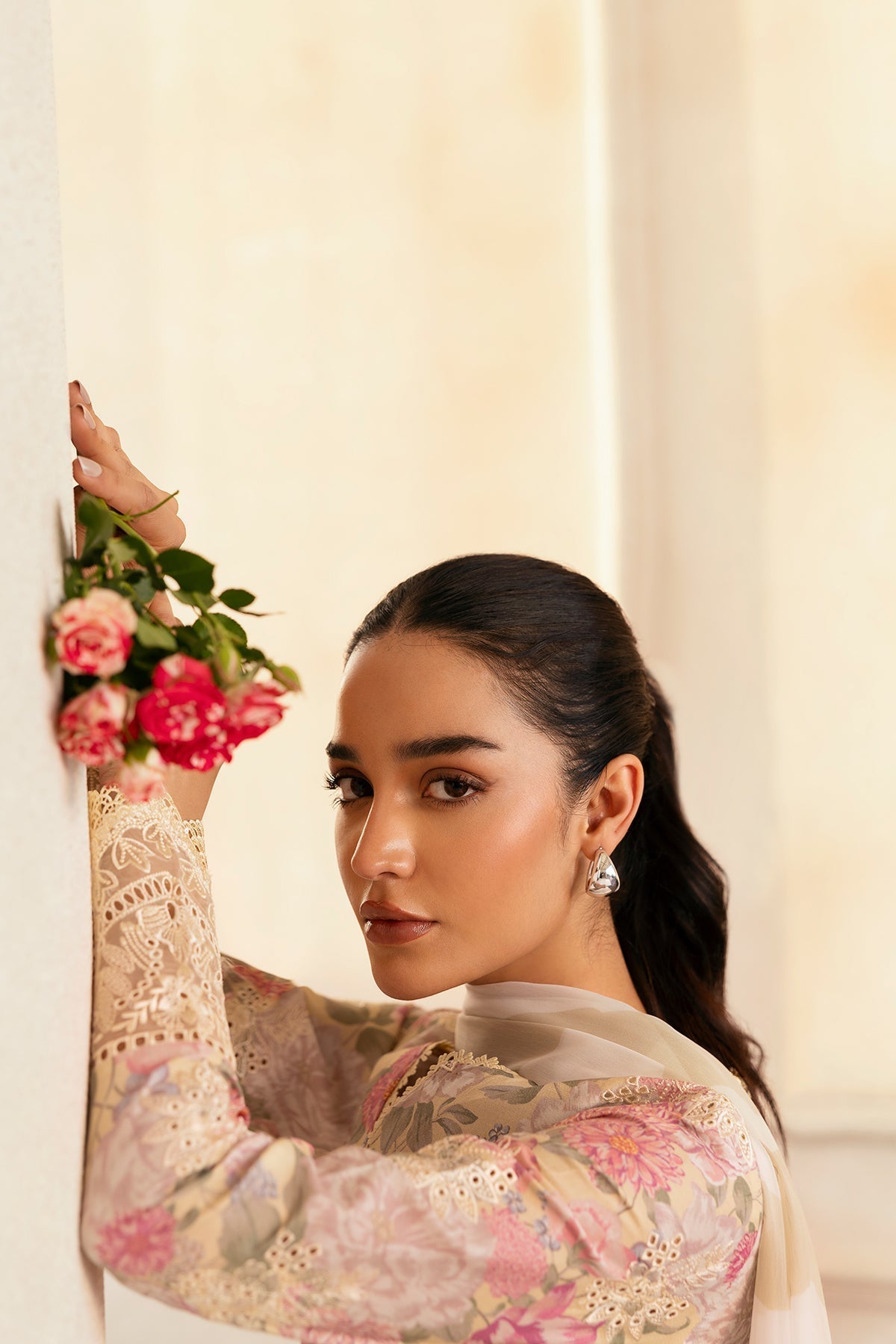 Afrozeh | Day Break | Glow Streaked M Ivory Lawn