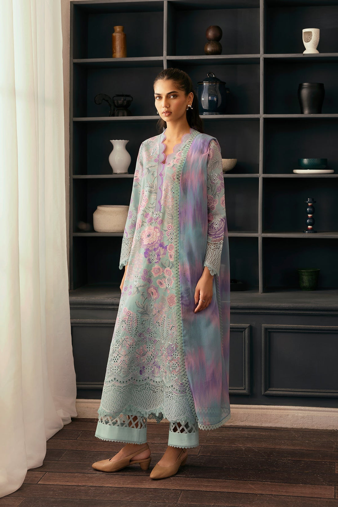 Afrozeh | Day Break | Light Drenched XS Ice Blue Lawn