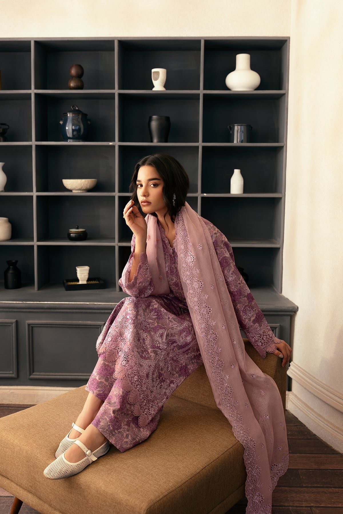 Afrozeh | Day Break | Rain Warmed L Lilac Gray Lawn