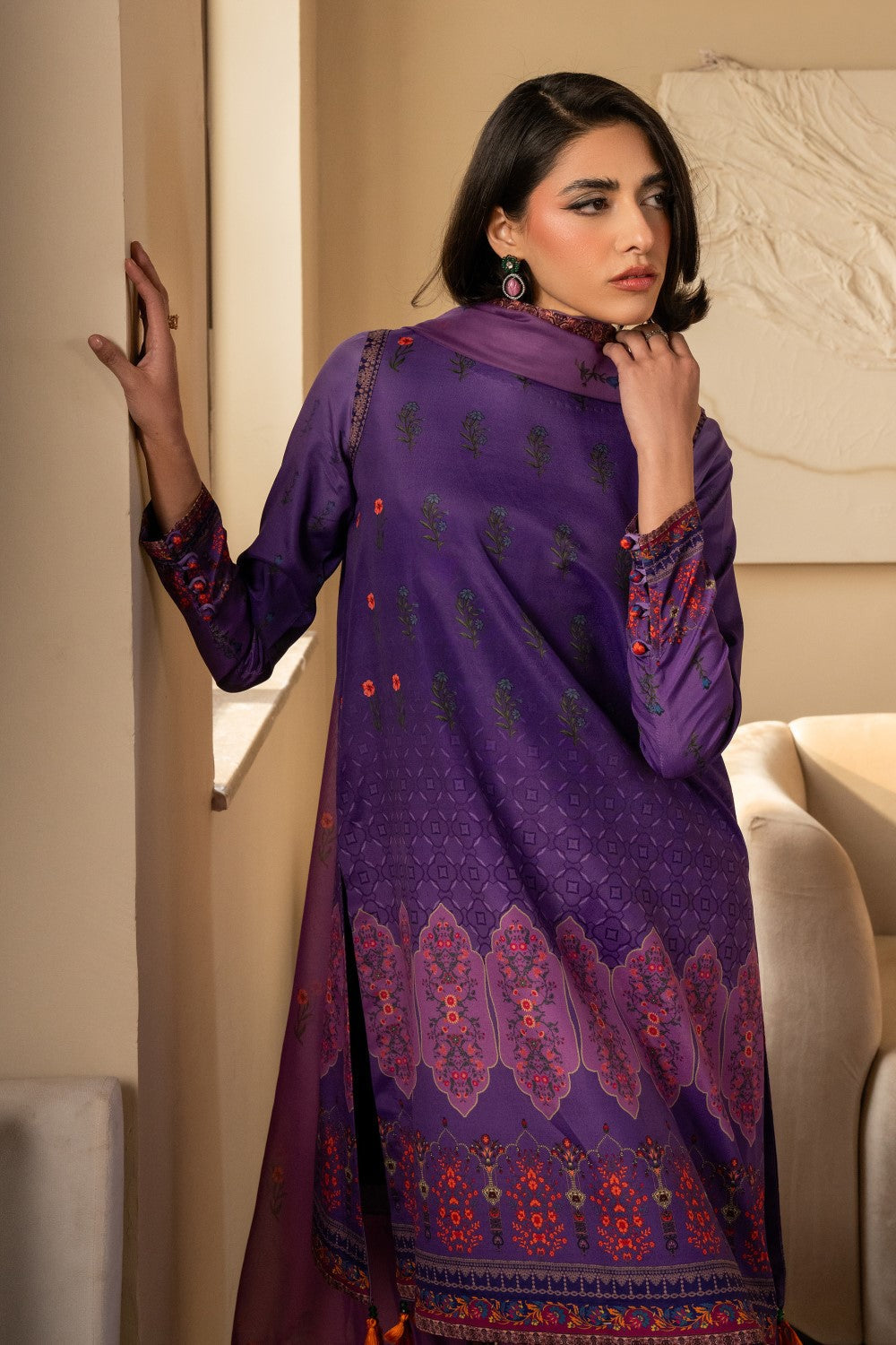 Maryum N Maria | Nazm Collection | WILLOW - MS50470 M Dark Purple Silk