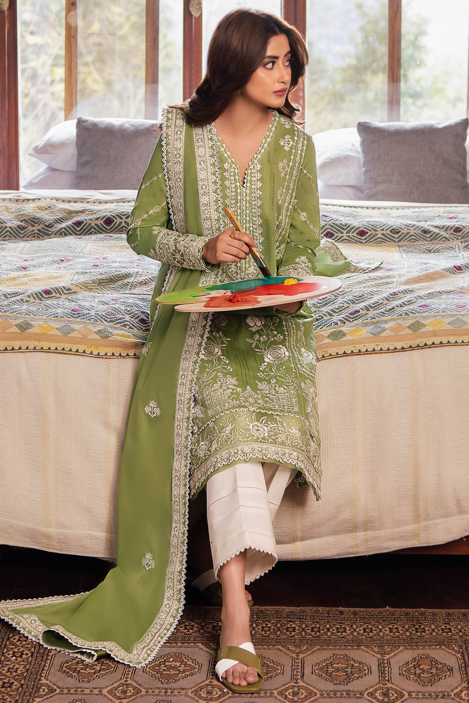 Zaha | Lawn 24 | ZEL (ZL24-08 A) - Pakistani Designer Dress - by Zaha | Type: Luxury - 100% Original at Saira Sultan
