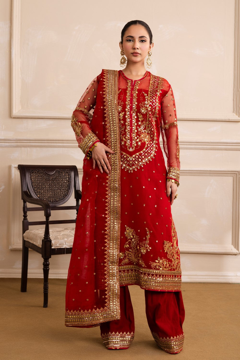 Maryum N Maria | Izara Formals | ZINA - MW40030 XS Crimson Organza